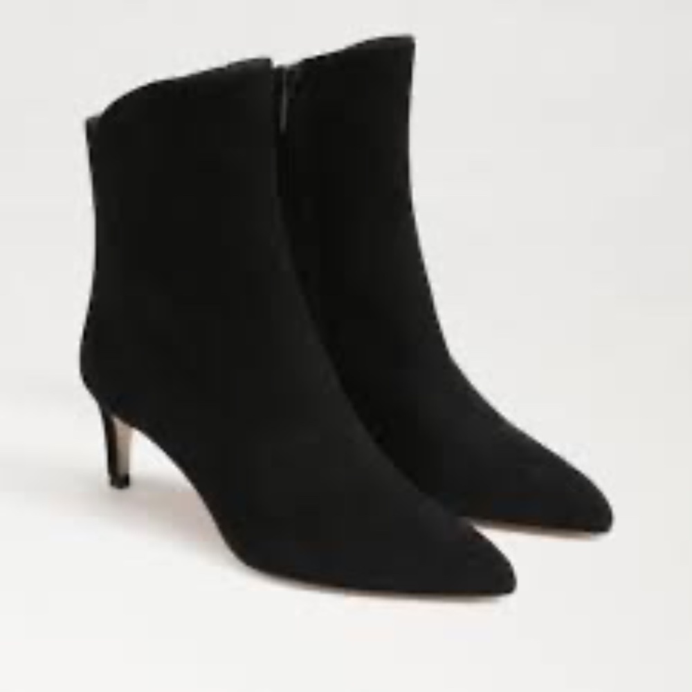 Sam Edelman Black Suede Pointed Toe Ankle Boots
